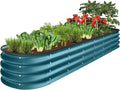Best Choice Products 8x2x1ft Outdoor Metal Raised Garden Bed Oval Deep Root Planter Box for Vegetables Flowers Herbs and Succulents w/ 108 Gallon Capacity - Peacock Blue