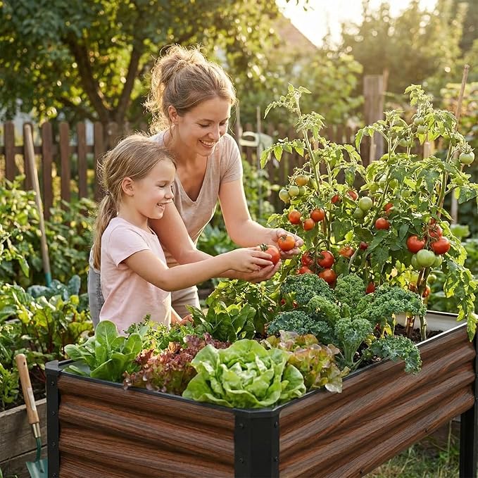SnugNiture Raised Garden Bed with Legs 48×18×32in Outdoor Metal Elevated Raised Planter Box for Backyard Patio Balcony