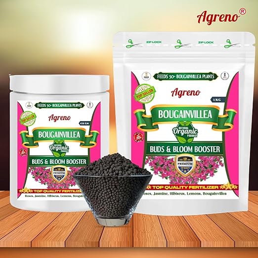 Agreno® Bougainvillea Buds and Bloom Booster Essential Organic Powerful Fertilizer Granule for Overall Fast Growth and Heavy Flowering of Bougainvillea Plants. (450 gm)