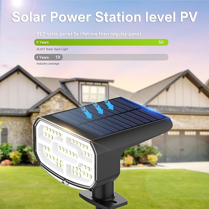 DAMINY Solar Spotlights Outdoor Waterproof IP652 CCT(Warm White &amp Cool White)4 Lighting Modes Solar spot Lights for YardGardenPathwayLandscapeAuto On/Off-2 Pack