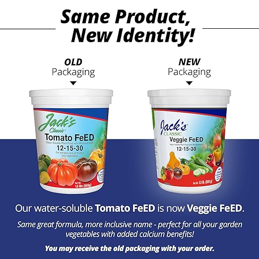 Jack's Classic 12-15-30 Veggie Feed Water-Soluble Fertilizer with Micronutrients 1.5lbs - Plant Growth and Abundant Fruit Set in Blooming Vegetable Plants