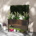 Carbonized Wood Raised Garden Bed with Stylized Trellis Spacious Self Draining for Climbing Plants Vegetables and Grape Vines Perfect for Outdoor Gardens and Patios