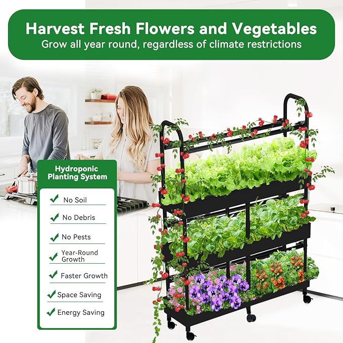 Indoor Garden Hydroponics Growing System Kit Dual Implant Configuration for Vegetable Fruit Herb Seedling Cultivation and Large-Scale PlantingDouble Water PumpLED Grow Light
