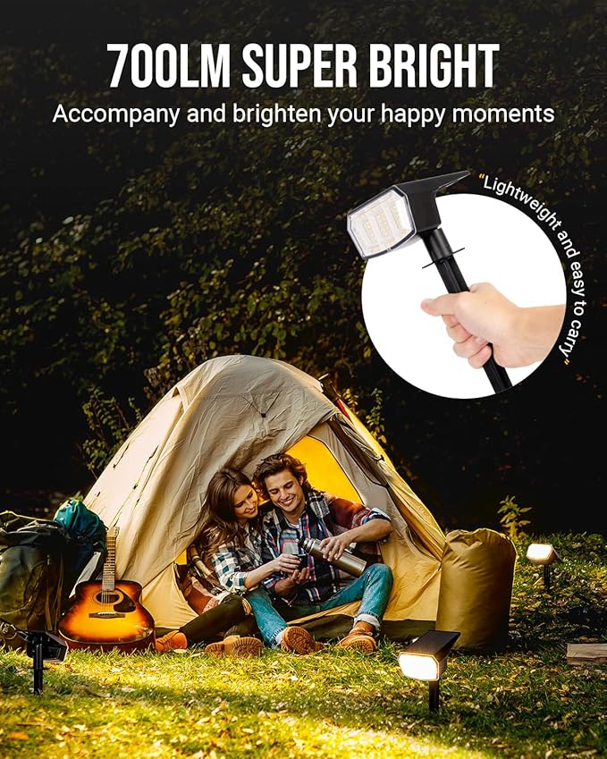 GIGALUMI Solar Spot Lights Outdoor Waterproof 6 Pack Warm White IP65 63 LED 3 Lighting Modes Spotlights for Garage Yard Garden House Pathway