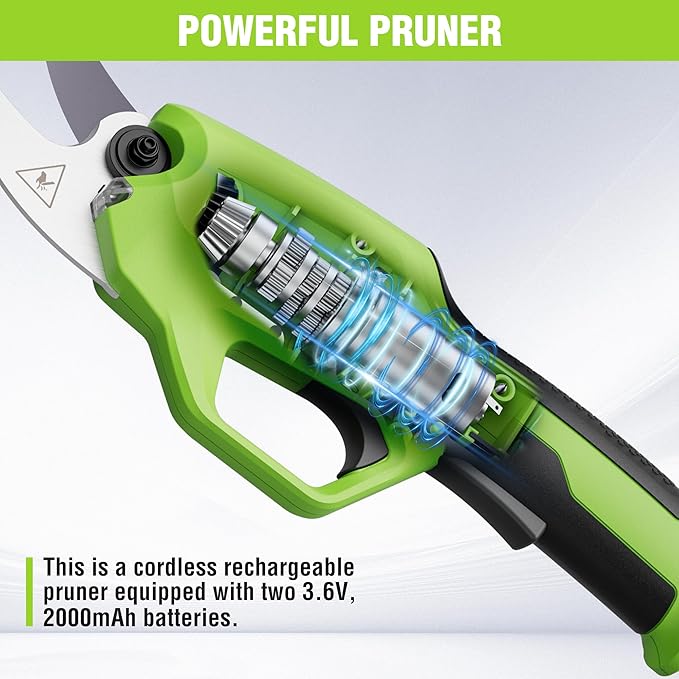WORKPRO 7.2V Electric Pruning Shears Battery Powered Pruning Shears Cordless Tree Pruner 0.8 Inch Cutting Diameter Branch Cutter Gardening Scissors with Rechargeable Battery