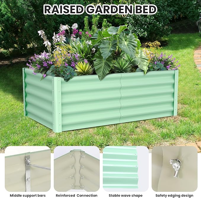 Elevated Metal Garden Bed Outdoor Raised Planter Box for Vegetables Flowers and Plants Rectangular Design for Backyard Gardening