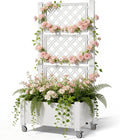 Miory 60 Raised Garden Bed with Trellis &amp Wheels Vertical Gardening Planter Box with Water Level Indicator and Drainage System for Garden Outdoor Patio Balcony