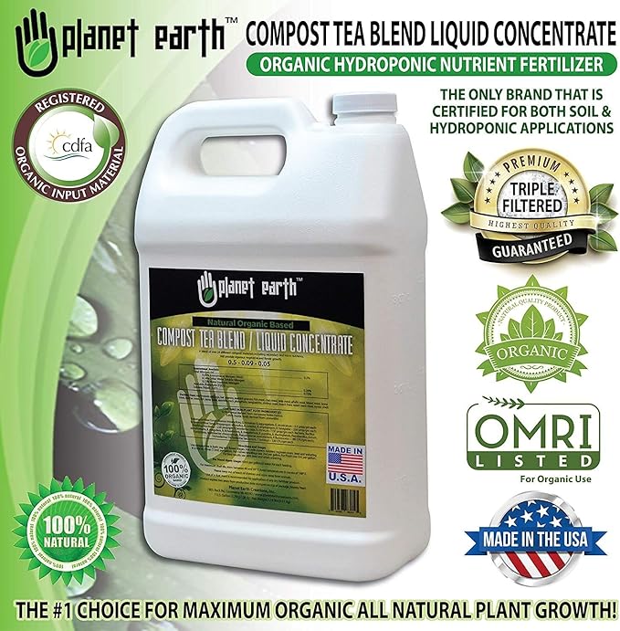 Planet Earth Natural Organic Based Compost Tea. The Ultimate Organic Fertilizer - Triple Filtered Liquid hydroponic Nutrient (Quart)