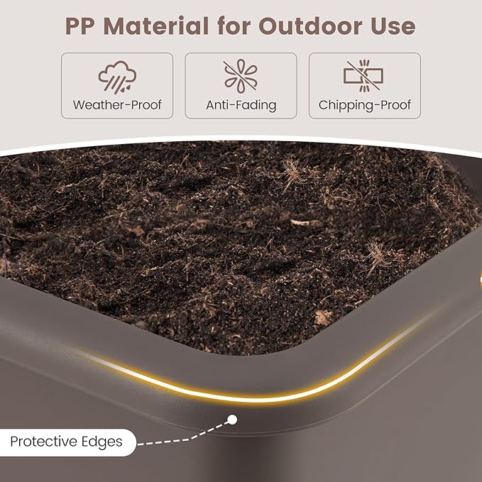 MAT EXPERT Raised Garden Bed Set of 2 Outdoor Planter Bed with Removable Legs &amp Drainage Holes for Herbs Flowers Fruit Planter Box for Patio Garden Backyard &amp Patio (Coffee)