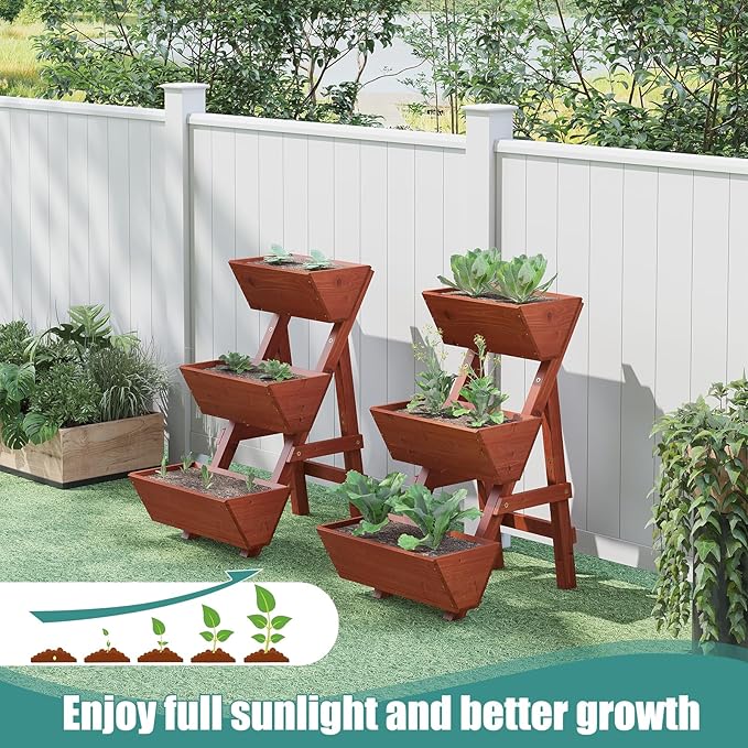 Raised Garden Bed 3 Tier Small Vertical Garden Planter for Indoor &amp Outdoor Raised Planter Box with Legs Garden Planter Box for Flowers/Vegetables/Plants