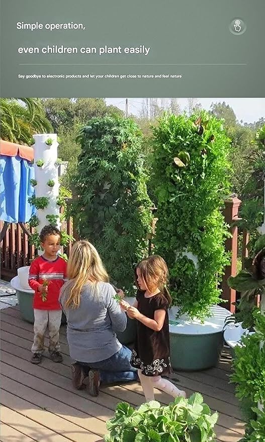 Hydroponic Tower Growing System Vertical Planter Tower with Climbing Trellis 20/28/36 Plants Sites Water Circulation Suitable for Indoor and Greenhouse