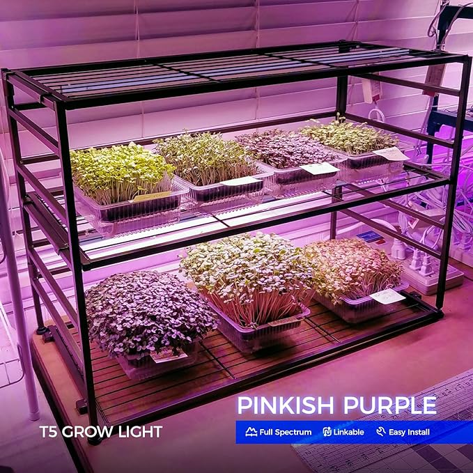 Barrina T5 Grow Lights for Indoor Plants Full Spectrum 4ft 160W (8 x 20W) LED Grow Light Strip for Seed Starting Greenhouse Plug and Play 8-Pack