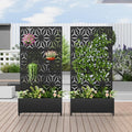 Casaphoria 72x35 Metal Raised Garden Bed with Trellis(2 Pack) Outdoor Planter Box with Wheels &amp Drainage Holes for Climbing Plants Flowers Elevated Garden Kit with Privacy Screen Black-Star