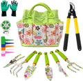 41-Piece Premium Gardening Tool Set Stainless Steel Heavy Duty Gardening Tool Kit with Non-Slip Rubber Grip Storage Tote Bag Outdoor Hand Tools Ideal Gardening Gifts for All (Pink Floral)