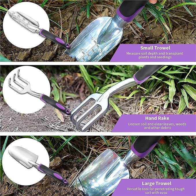 Garden Tool Set 11 Pieces Heavy Duty Aluminum Gardening Tools Garden Gift Tool Starter Set Ideal Gift for Women