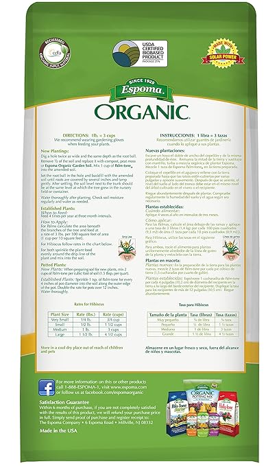 Espoma Organic Palm-Tone 4-1-5 Natural &amp Organic Plant Food 4 lb. Bag Organic Fertilizer for Palm Hibiscus &amp Tropical Plants - Pack of 3