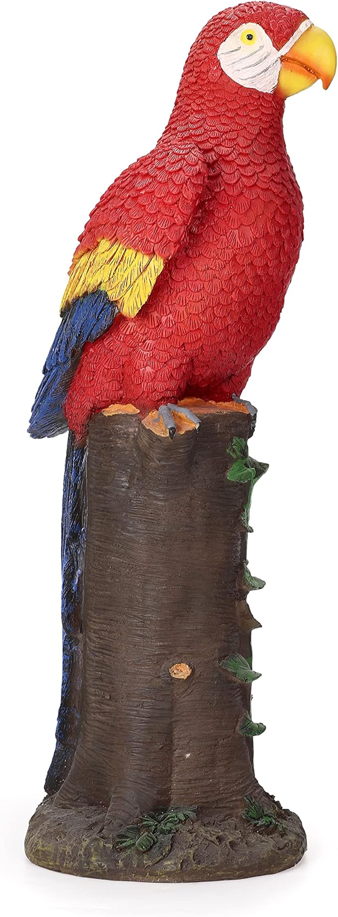 Techko Decorative Red Parrot Outdoor Garden Statue Waterproof Solar LED Spotlight Tropical Tiki Decor