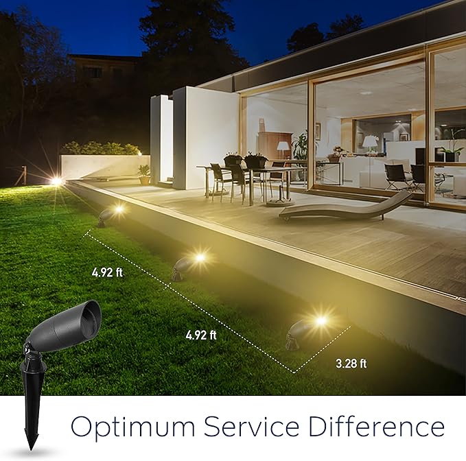 LED Low Voltage Outdoor Directional Lights - 12V AC - 36° Beam Angle Landscape Spot Up Light with Ground Spike &amp MR16 LED Bulb - IP67 Waterproof 3000K Warm White Aluminum Housing (BRONZE 12 PAC