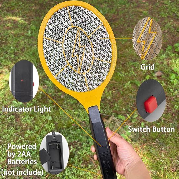 2 Pack Electric Fly Swatter Handheld Bug Zapper Racket for Outdoor &amp Indoor Mosquito Zapper Racket Battery Powered Tennis Mosquito Rackets for Insect