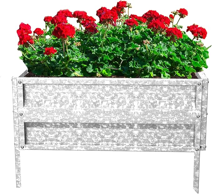 Raised Garden Bed Plant Holder Kit with Adjustable Galvanized Iron for Growing Flowers Vegetables Herbs by Pure Garden