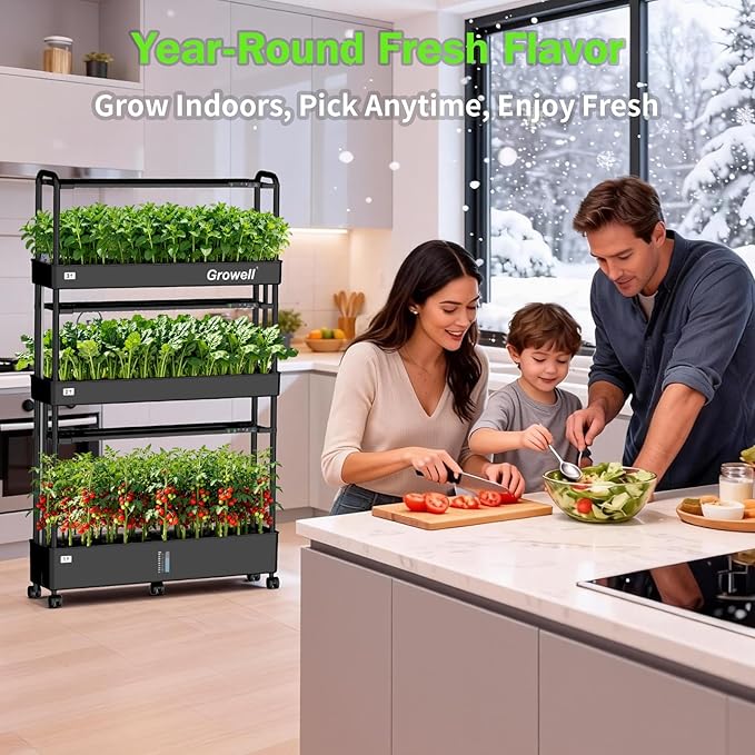Large Hydroponics Growing System Kit 90 Pods Vertical Indoor Herb Garden Kit with 2 Light Modes &amp Auto Circulating Water System 40L Movable Indoor Gardening System for Herb Vegetable Fruit
