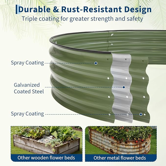 4X2x1Ft (1 Pack) Galvanized Raised Garden Bed-Open Base Metal Planter Box for Outdoor Vegetables Flowers &amp Herbs Steel Garden Raised Bed Kits