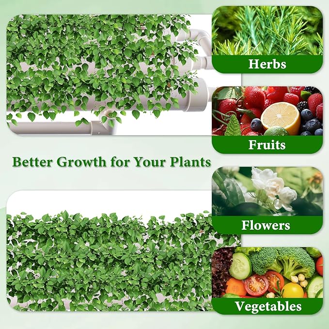 Hydroponic Grow Kit 1 Layer 36 Plant Sites 4 Food-Grade PVC-U Pipes Hydroponics Planting System with Water Pump Pump Timer Nest Basket and Sponge for Leafy Vegetables