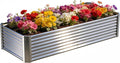 Galvanized Raised Garden Bed Kit Outdoor Patio8x4x2ft Large Rectangular Metal Planter BoxesDeep Root Box Planter for Gardening Vegetables Flowers Herbs 1 Pack Silver
