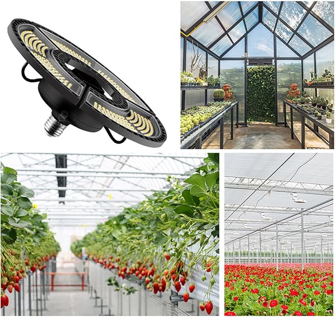 Full Spectrum Plant Light E26 100277v Foldable Flower Grow Lamp with 90 Adjustable Lamp Plate for Indoor Outdoor Garden Greenhouse Vegetables Flowers 9.65 x 9.65 x 3.82in