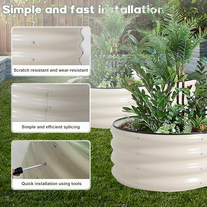 Galvanized Raised Garden Bed Kit Outdoor Metal Garden Planter Box for Backyard Gardening Planting Vegetables and Patio (47.2x23.6x11.8)