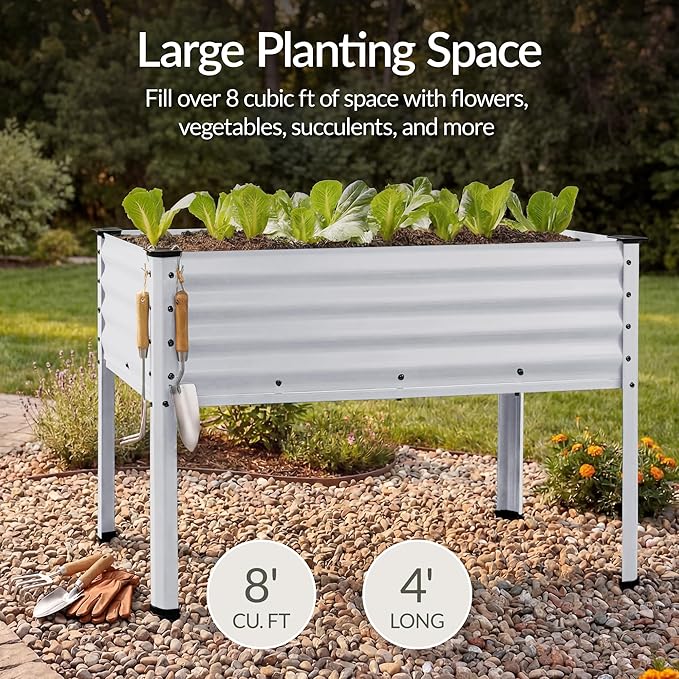 Best Choice Products 48x24x30in Galvanized Raised Garden Bed Metal Elevated Planter Box Vegetable Garden for Backyard Patio Balcony - Silver