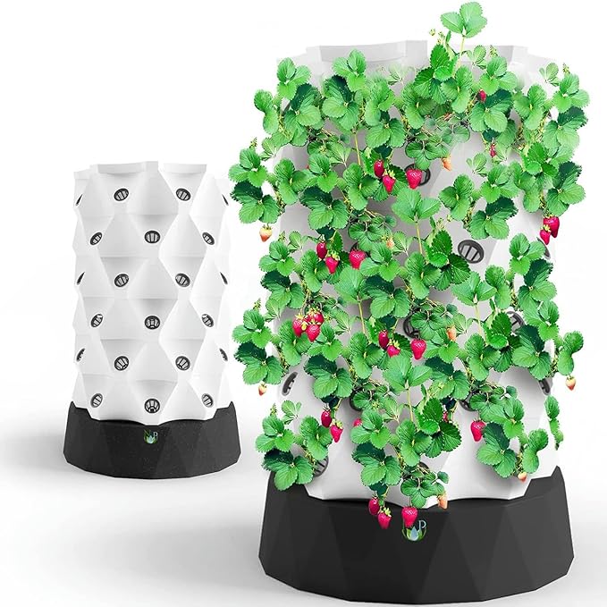 System of Hydroponic Culture for Gardening Inside Vertical Airplane Tower Garden to Grow Herbs Fruits and Vegetables - System of Aerial Gardening and Hydroponic Kit with 48