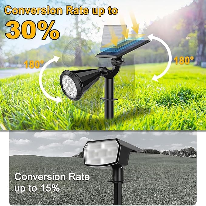 Warm White36LEDSolar Spot Lights Outdoor 36 LEDs 1000LM Adjustable Solar Lights Outdoor Waterproof 2-in-1 Solar Powered Spotlights Landscape Lighting for Garden Yard Pathway- 8 Pack