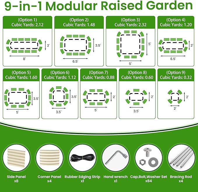 8x2x2.66Ft Galvanized Raised Garden Bed32 Extra Tall Raised Planter Box with Bracing RodsMetal Planter Garden Beds for Growing Vegetables in Outdoor Patio(Ivory).