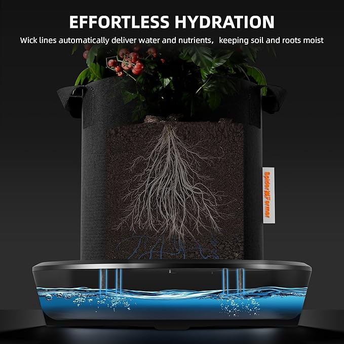 Spider Farmer Gravity-Fed Self-Watering System 4-Pack Auto Watering System with 13 Gallon Reservoir 4 Fabric Pot Base for Indoor Plants Grow Tents Greenhouses