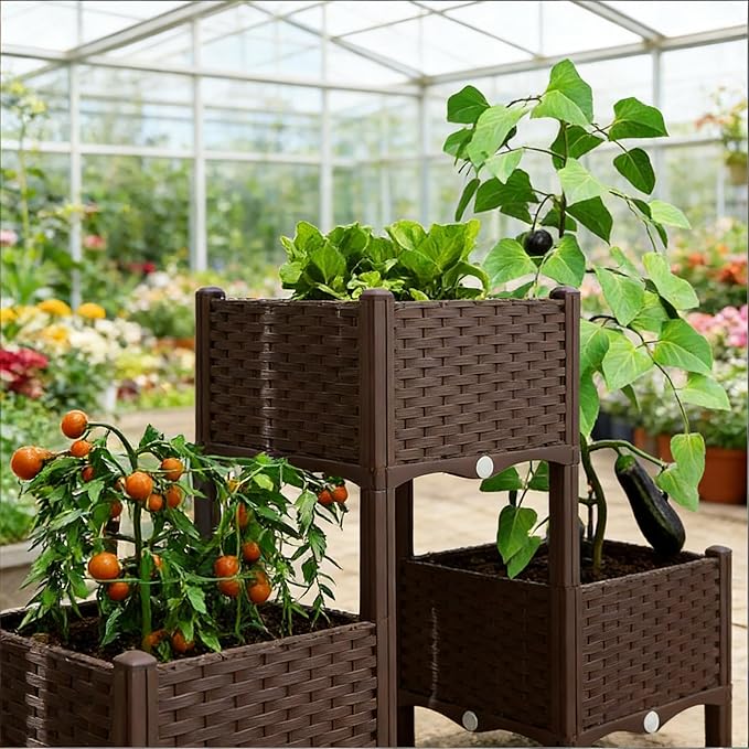 Modern Elevated Planter for Balcony &amp Patio Stylish Raised Garden Box Adds Instant Curb Appeal - Sleek Design Maximizes Small Spaces Ideal for Urban Herb Gardens &amp Decorative Greens