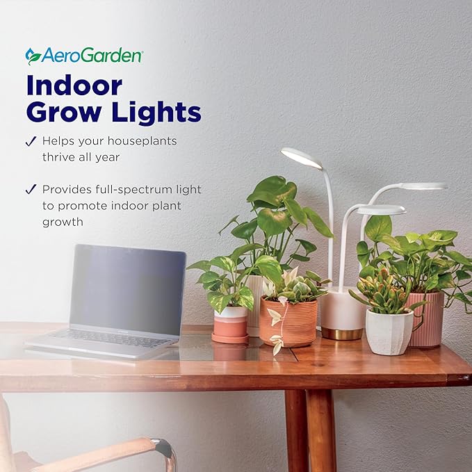 AeroGarden Trio Grow Light for Indoor Plants Grow Live Plants Anywhere in The Home Adjustable Light Modes Cream