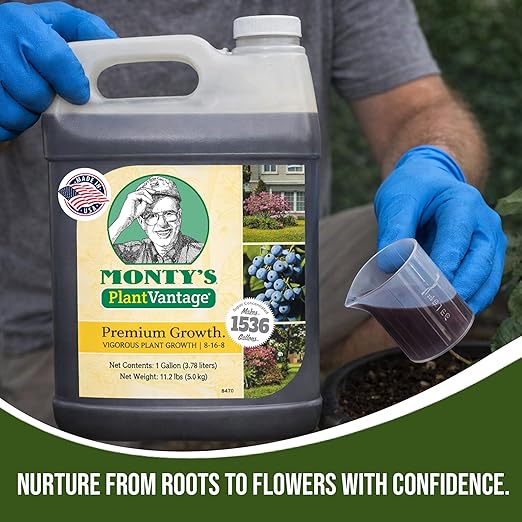 PlantVantage Premium Growth Liquid Plant Food - Liquid Fertilizer for Stronger Stems &amp Larger Leaves NPK Fertilizer (8-16-8) with Zinc &amp Iron Foliar Spray for Trees Shrubs &amp Flower Boos