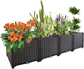 Garden Boxes Outdoor Raised Beds for Gardening Rectangular Planter Boxes Outdoor Planter Garden Box with Drain Outlet Easy Assembly