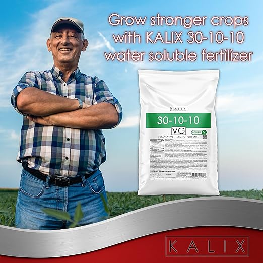 KALIX 30‑10‑10 Water Soluble Fertilizer | High Nitrogen All‑Purpose Plant Food for Vigorous Vegetative Growth | Fully Soluble NPK for Vegetables Trees Shrubs Lawns &amp Hydroponics – 25 lb