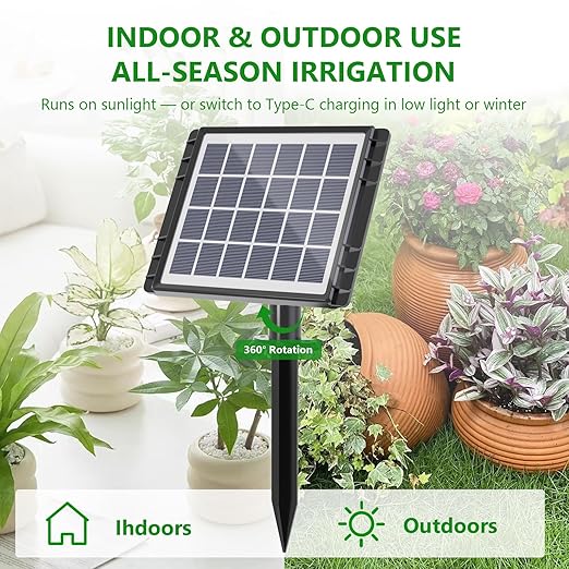 82FT Solar Drip Irrigation System Auto Watering Kit for 30 Pots Solar-Powered Plant Watering 25 Timer Modes 900ml/min Flow Indoor/Outdoor Garden Balcony &amp Patio Irrigation System