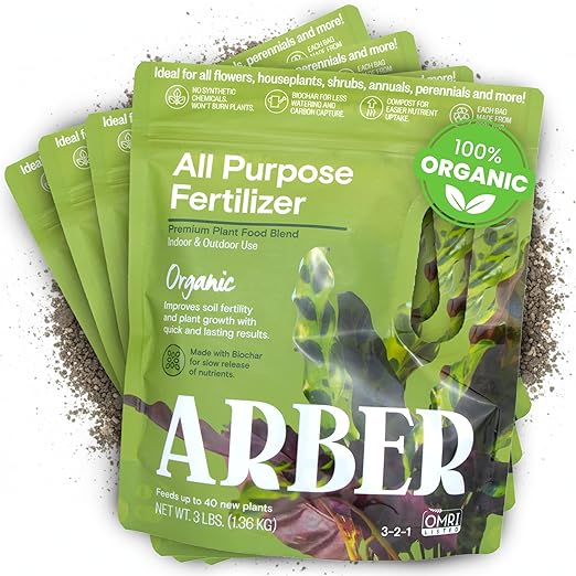 All-Purpose Granular Fertilizer – 4 Pack 4 lb Total | Organic-Based Plant Food for Vegetables Flowers Shrubs &amp Lawn | Slow-Release Nutrients Boost Growth Root Strength &amp Soil Health for Ga