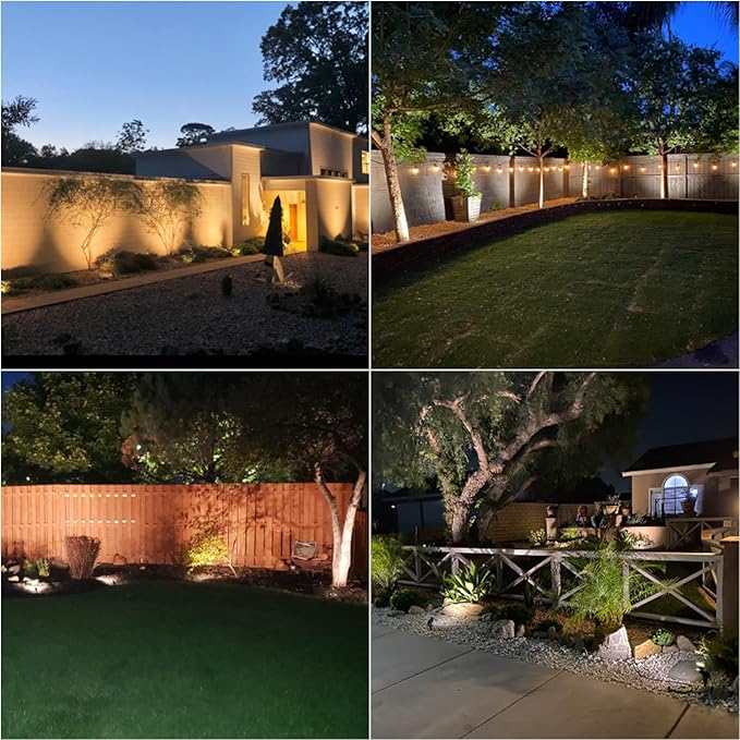 VENUS MANUFACTURING 4 Pack Low Voltage Landscape Flood Light 5Watt LED Outdoor Landscape Lighting Kits 400 Lumen Black Waterproof Spotlights 12V 2700K Warm White Metal Tree Lights for Garden &amp Yar