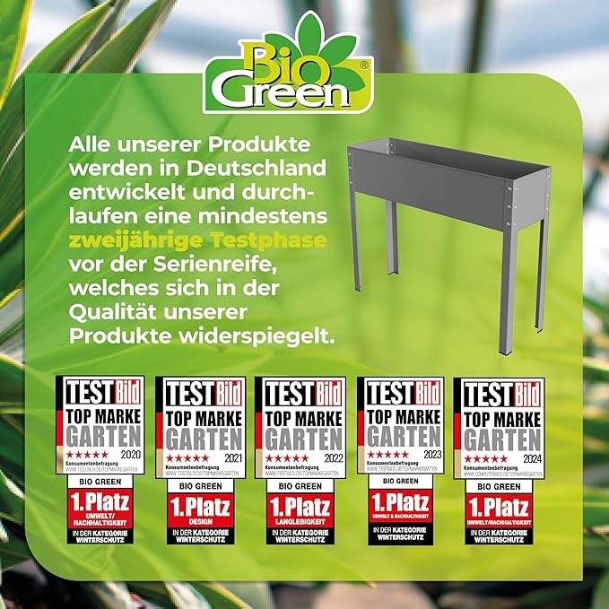 Bio Green Metal Raised Garden Bed Freising-XL with Drainage I Large Galvanized &amp Powder-Coated Outdoor Planter Box with Legs for Herb Garden Flowers Vegetables Patio I 40x12x31.5 inch Anthraci