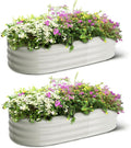 2-Pack Oval Raised Garden Bed 4.5x2x1.5FT Beige Galvanized Metal for Outdoor Vegetables