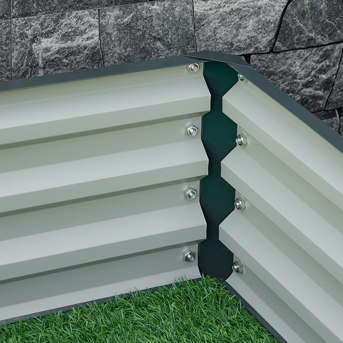 Galvanized Raised Garden Bed 4' x 4' x 1' Metal Planter Box for Vegetables Flowers Herbs Succulents with Open Bottom and Weather-Resistant Coating Green