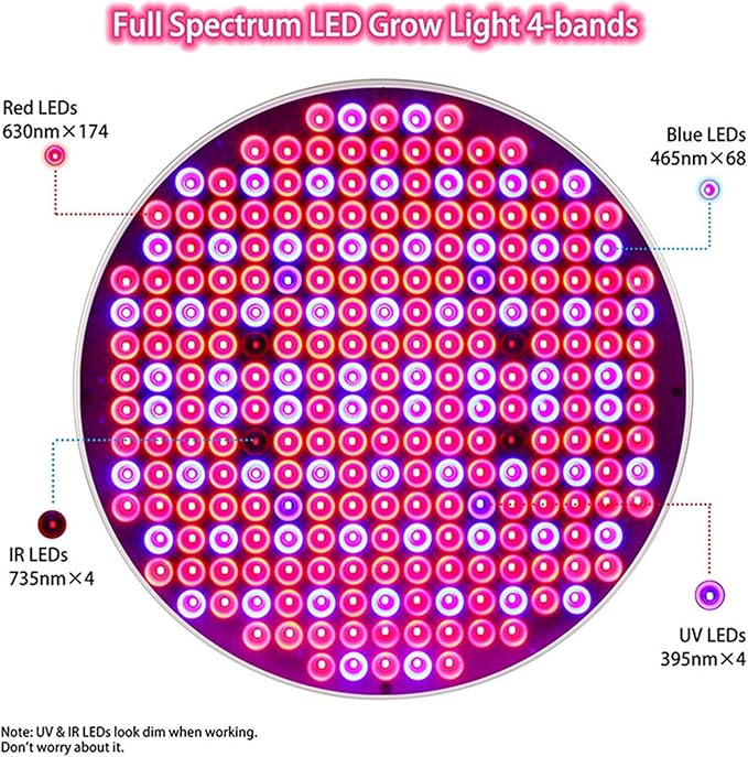 LED Plant Grow Light 250 LEDs Full Spectrum Phytolamp Dimmable Plant Grow Light for Indoor Plants Seeding Veg &amp BloomSilver