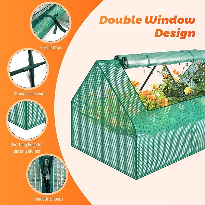 Galvanized Raised Garden Bed with with Greenhouse 6*3*3FT/4*3*3FT Outdoor Raised Garden Planter Box for Vegetable Flower Fruit Metal Planter Garden Box for Garden Yard (4*3*3FT)