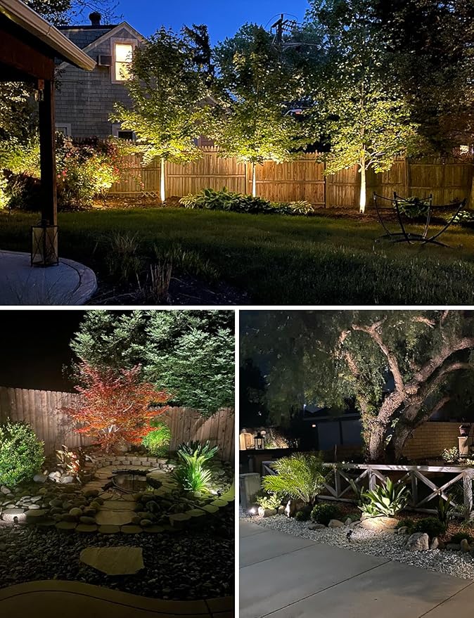 SUNVIE 12W Low Voltage Landscape Lighting LED Landscape Lights 3000K Waterproof Garden Pathway Lights 12V Outdoor Spotlights with Spike Stand 2 Pack with Connectors
