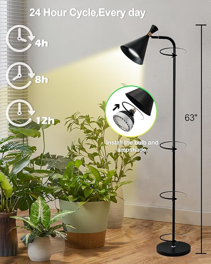 Standing Plant Grow Light LED Growing Light Full Spectrum for Indoor Plants4/8/12H Timer Flow Grow Light for Tall Large Indoor Plants